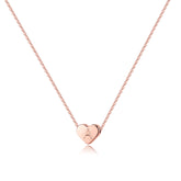 Rose Gold Tiny Heart Initial Necklaces for Girls